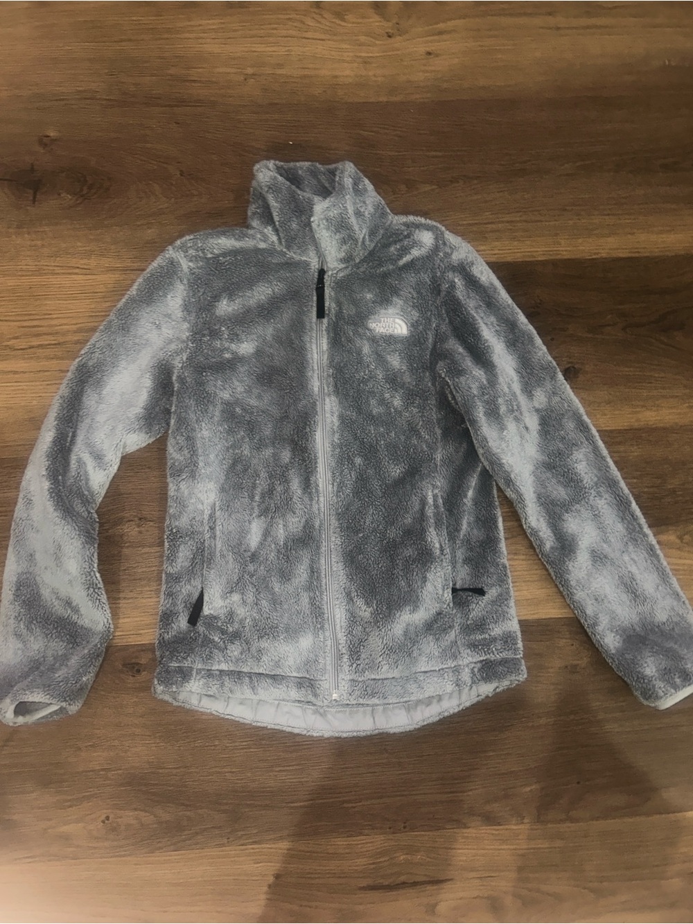 The North Face Gray Plush Fleece Jacket with Embroidered Logo